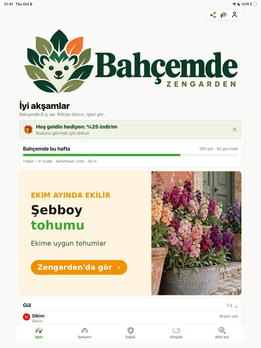 Bahçemde İşler ekranı: bu haftanın bahçe işleri